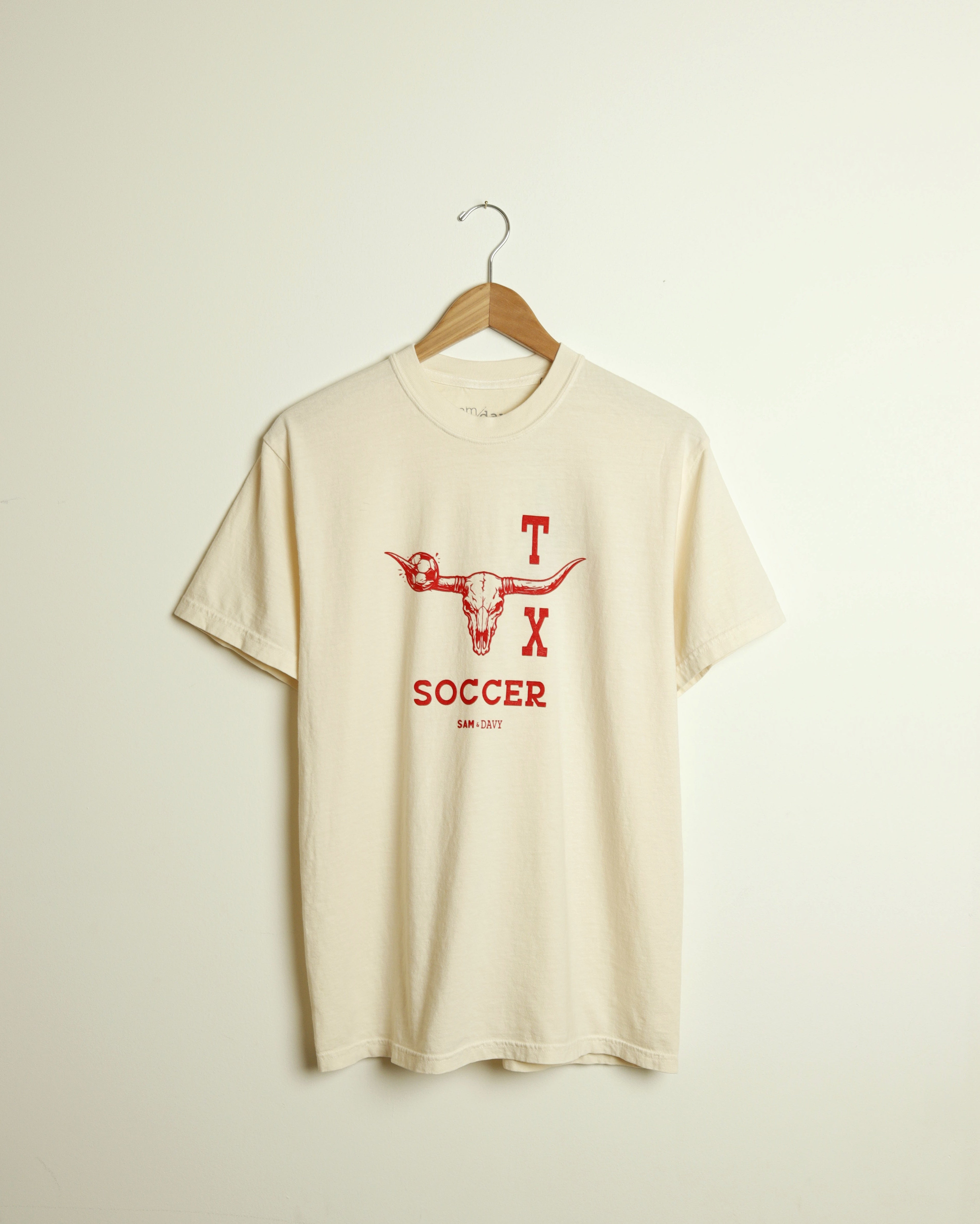Texas Soccer Longhorn Vintage-Wash Tee (Cream/Red) – Sam & Davy