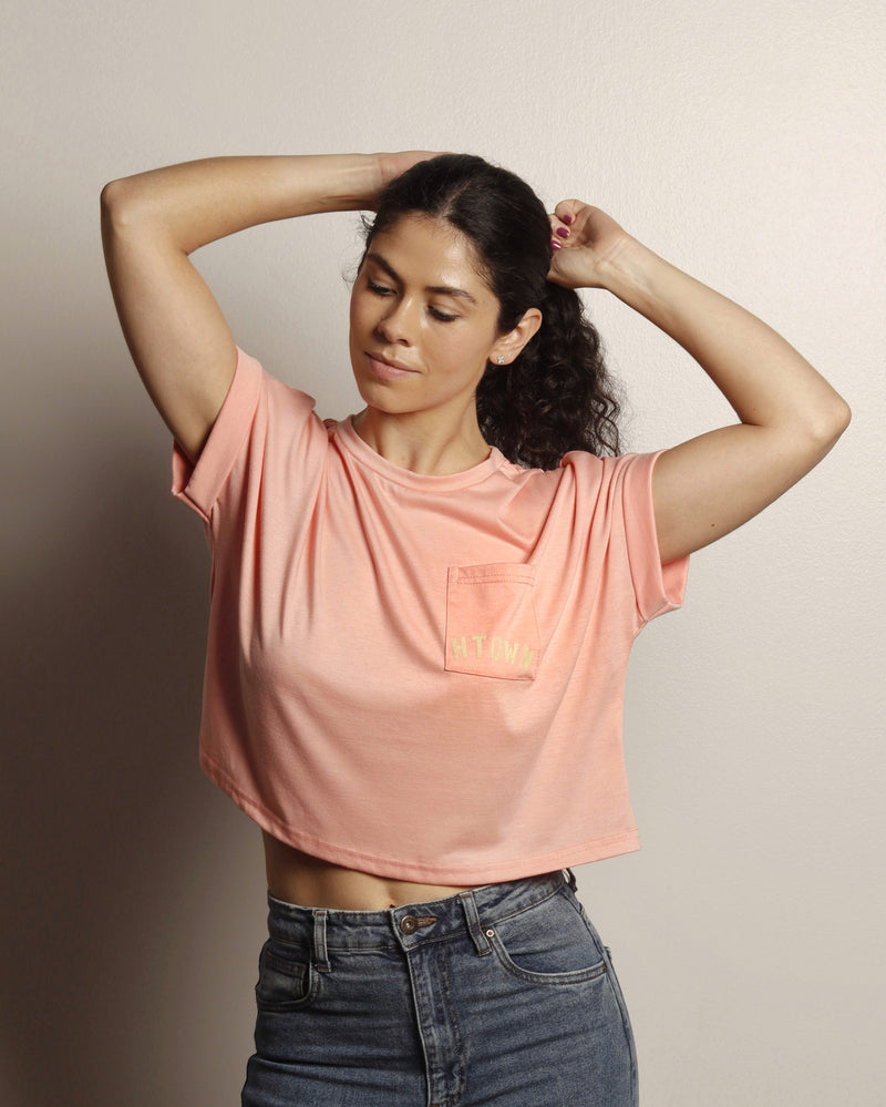 HTOWN Cropped Pocket Tee (Pink)