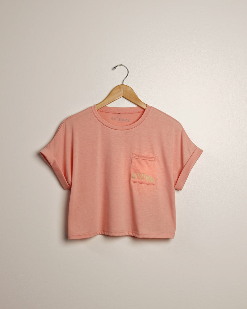 HTOWN Cropped Pocket Tee (Pink)