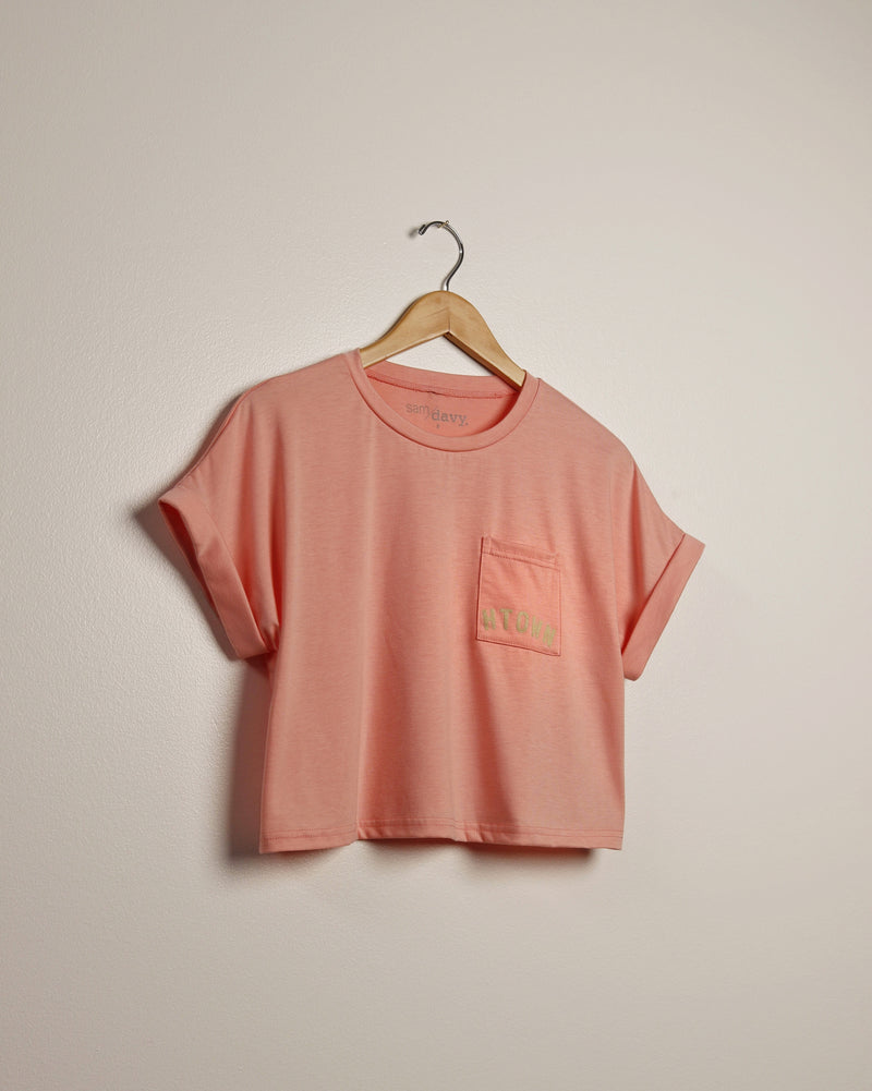 HTOWN Cropped Pocket Tee (Pink)