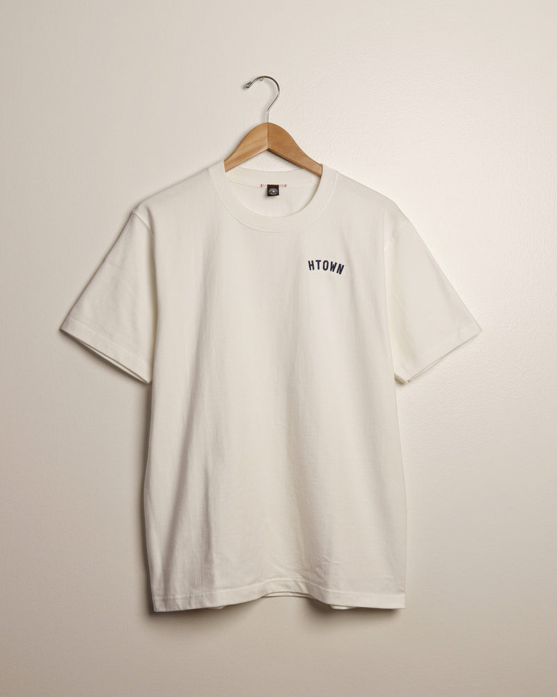 HTOWN Embroidered Signature Tee (White/Navy)