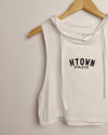 Women's HTOWN Athletic Hooded Crop Tank (White)