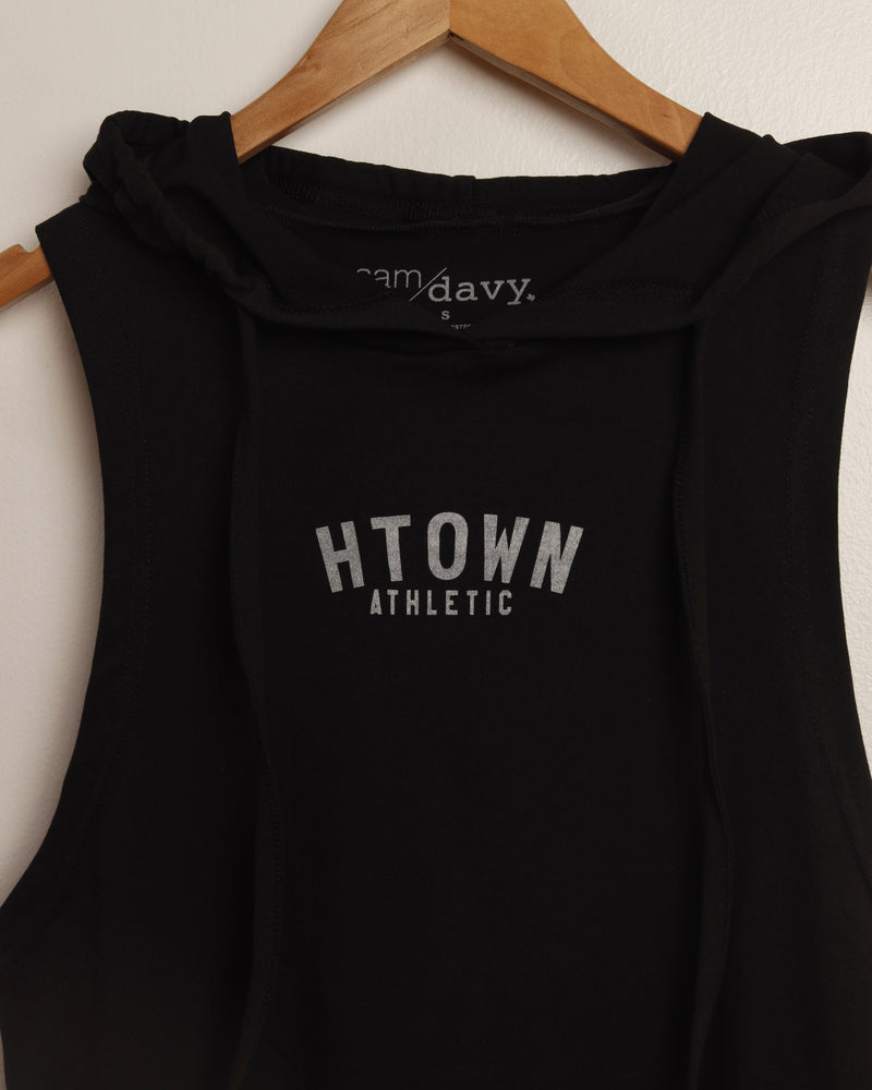 Women's HTOWN Athletic Hooded Crop Tank (Black)
