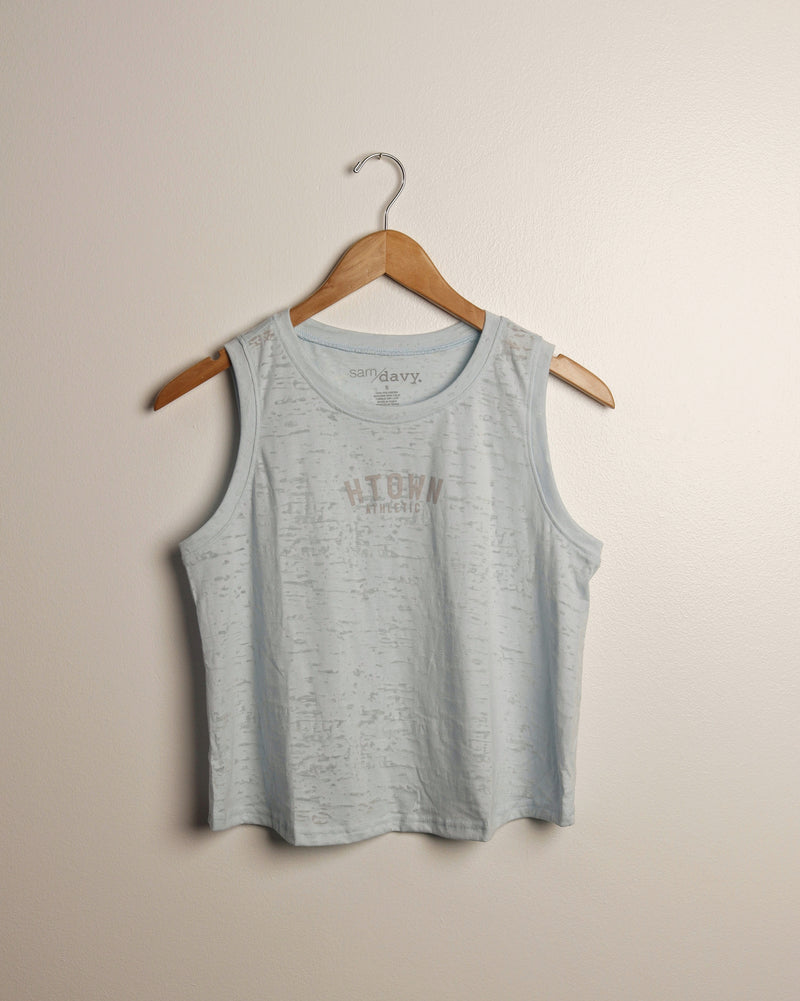 HTOWN Athletic Patterned Crop Tank (Blue)
