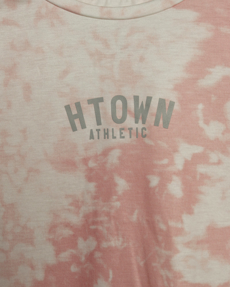 HTOWN Athletic Tie-Dye Pattern Crop Tee