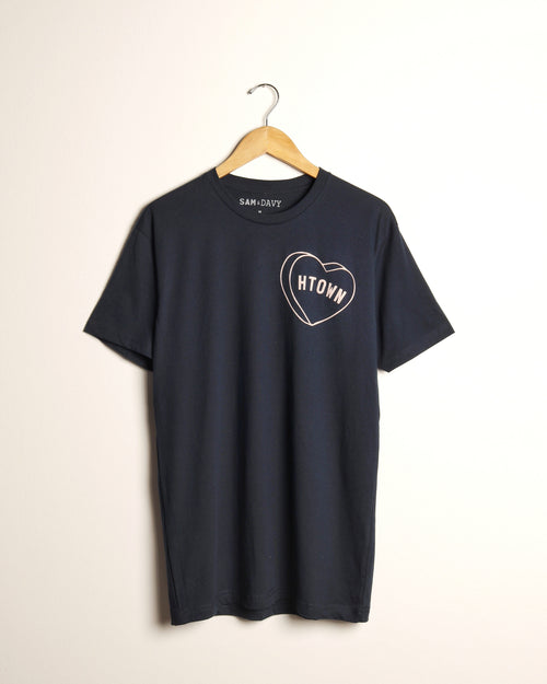 HTOWN Candy Heart Tee (Unisex Navy/Faded Pink)