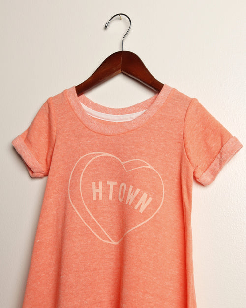 HTOWN Candy Heart French Terry Toddler Dress