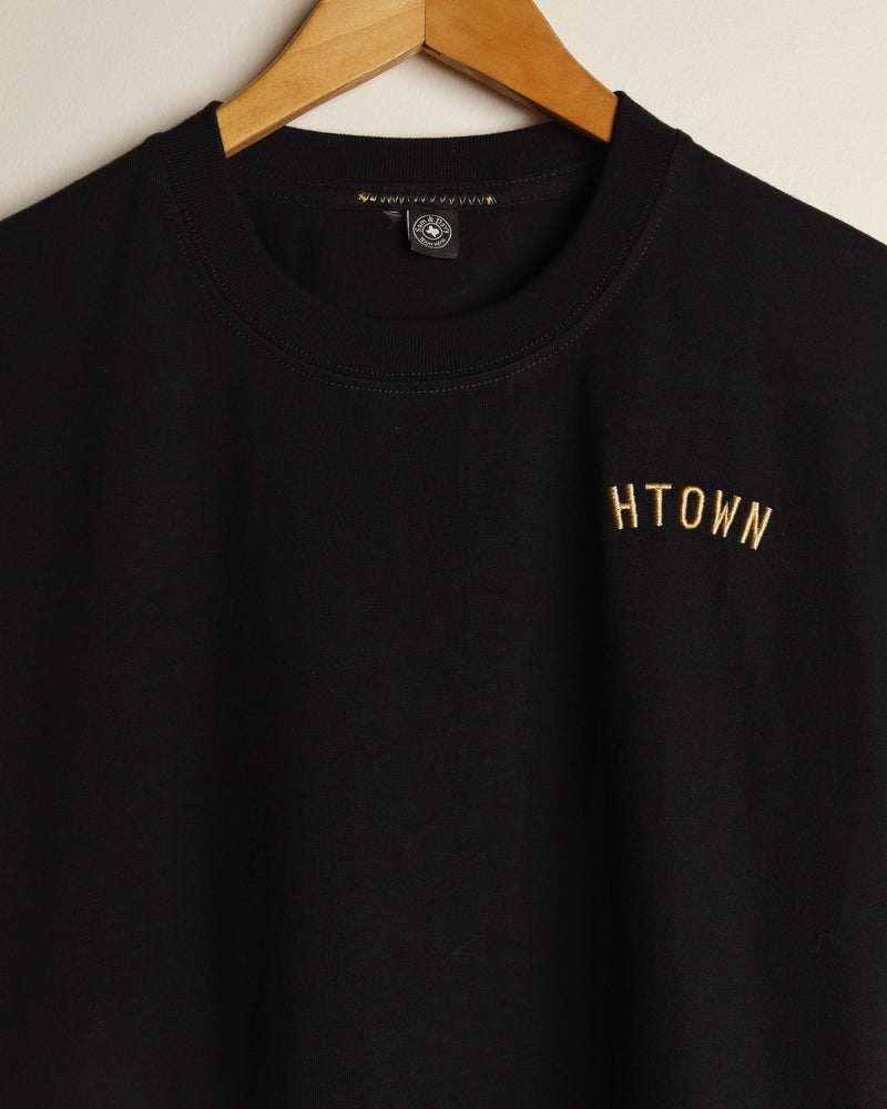 HTOWN Embroidered Signature Tee (Black/Gold)