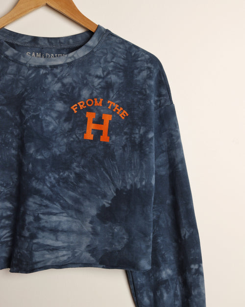 From the H Lightweight Crop Sweatshirt (Tie-Dye Navy/Orange)