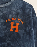 From the H Long Sleeve Marble Crop (Tie-Dye Navy/Orange)