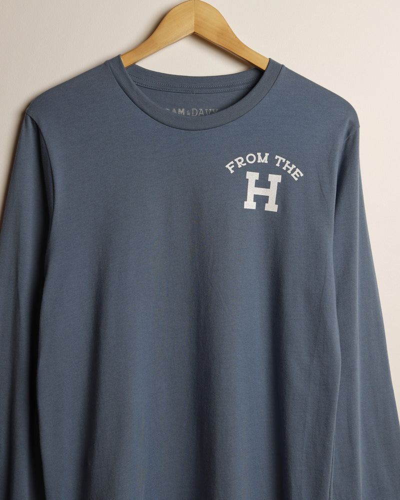 From the H Lightweight Long Sleeve Tee (Steel Blue/White)