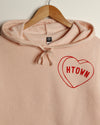HTOWN Candy Heart Cropped Hoodie (Dusty Pink/Red)