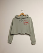 HTOWN Candy Heart Cropped Hoodie (Sage/Red)