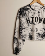 HTOWN Lightweight Crop Sweatshirt (Tie-Dye Black/White)
