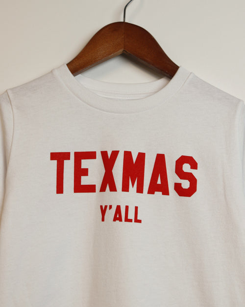 The TEXMAS Toddler & Youth Long-sleeve Tee (White/Red)