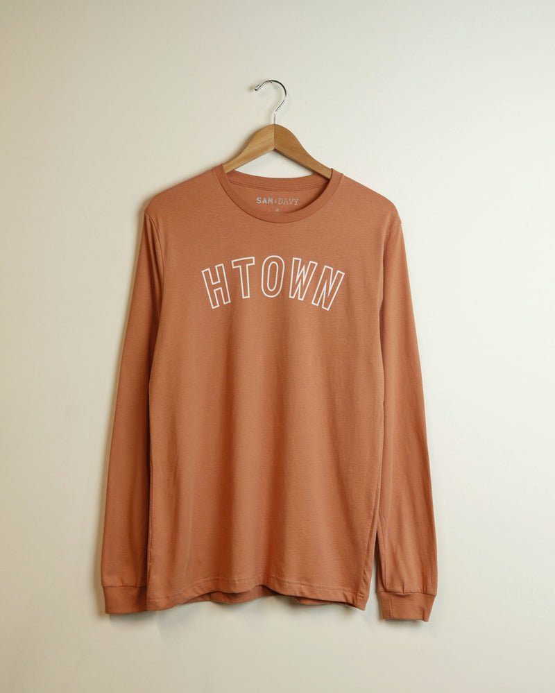 HTOWN Outline Lightweight Long Sleeve Tee (Apricot/White)