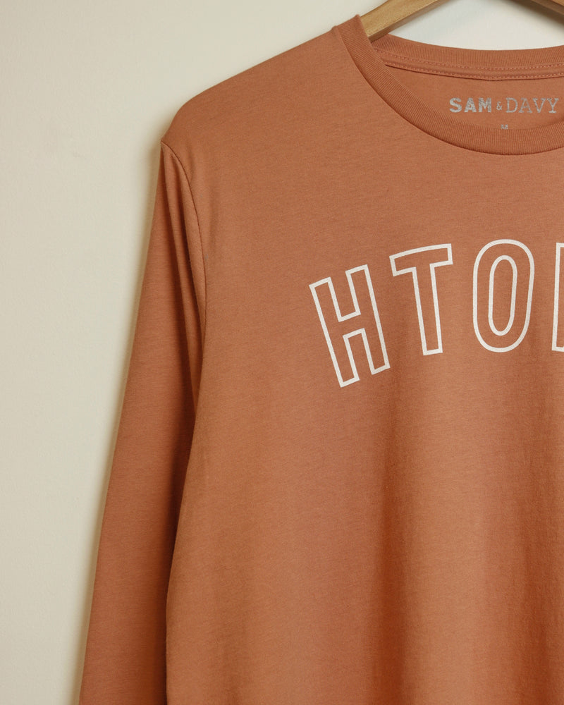 HTOWN Outline Lightweight Long Sleeve Tee (Apricot/White)