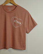 HTOWN Candy Heart Lightweight Cropped Tee (Dusty Pink/White)
