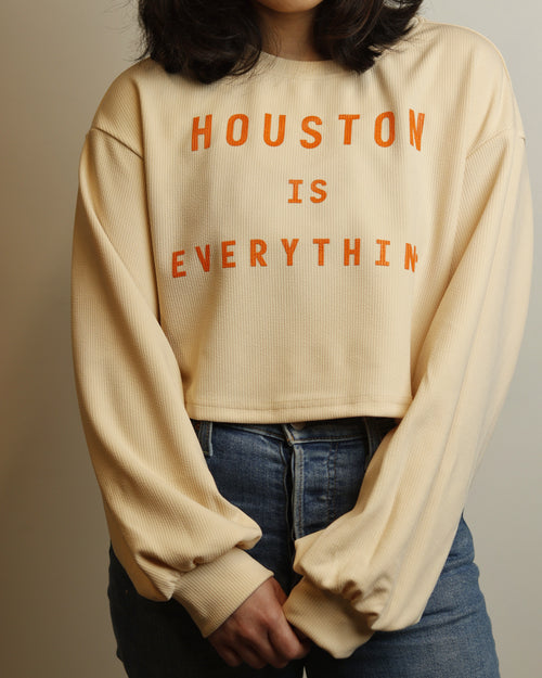 Houston is Everything Lightweight Crop (Cream/Orange)