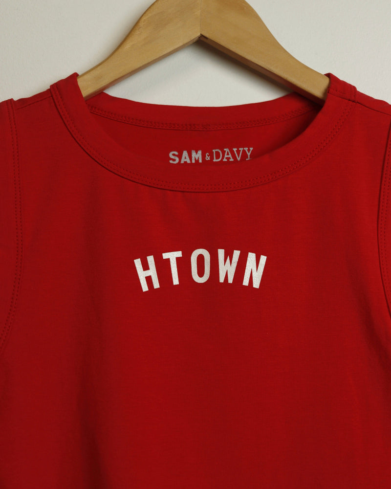 HTOWN Cropped Tank (Red/White)