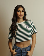 From the H Cropped Tee (Green/White Striped)