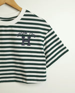 From the H Cropped Tee (Green/White Striped)