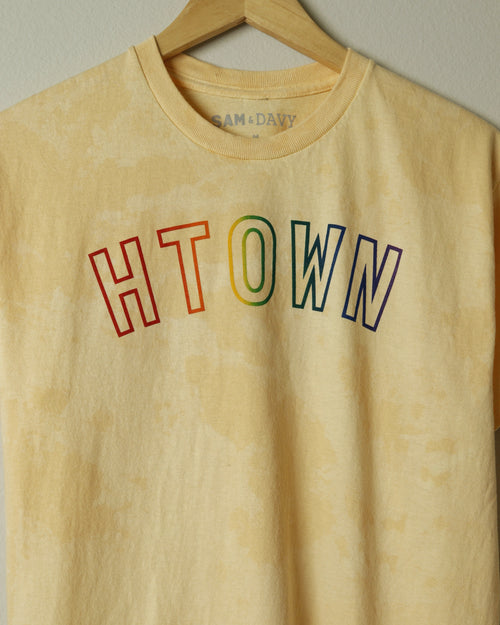 HTOWN Outline Pride Tee (Marbled Marigold Yellow)