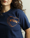 HTOWN Candy Heart Crop Tee (Navy/Orange)