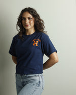 From the H Lightweight Crop Top (Navy/Orange)