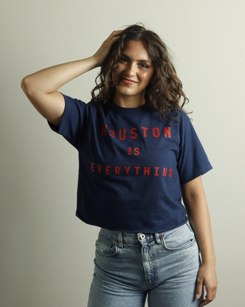 Houston is Everything Crop Top (Navy/Red)