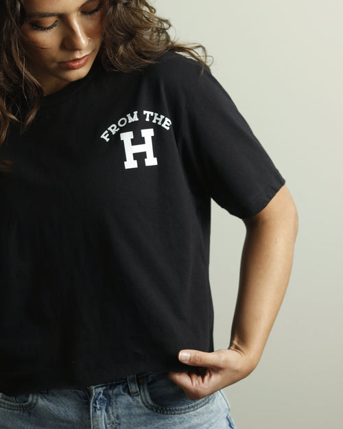 From the H Lightweight Crop Top (Black/White)