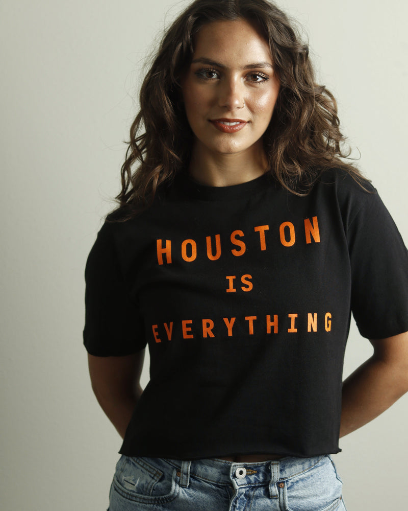 Houston is Everything Crop Tee (Black/Orange)