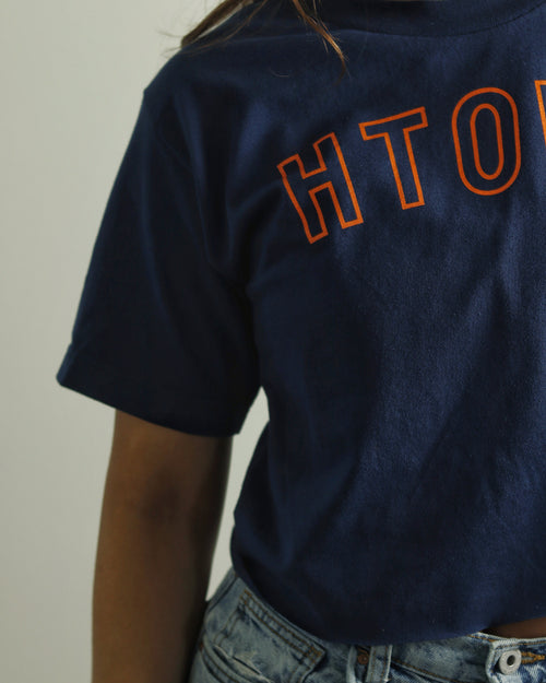 HTOWN Outline Crop Top (Navy/Orange)