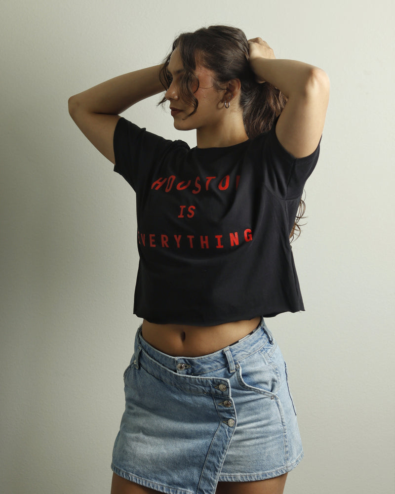 Houston is Everything Crop Tee (Black/Red)