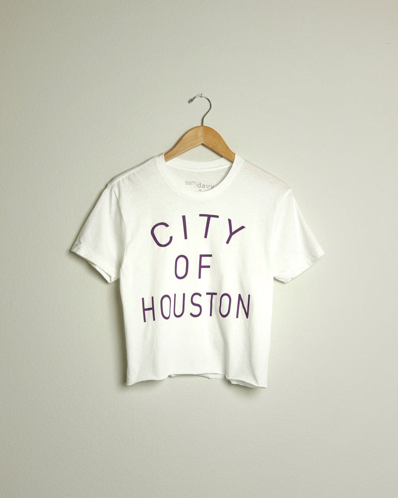 The City of Houston Crop Tee (White/Purple)