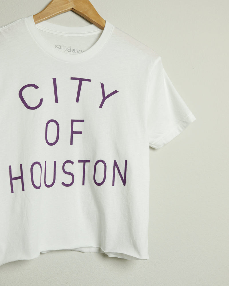 The City of Houston Crop Tee (White/Purple)