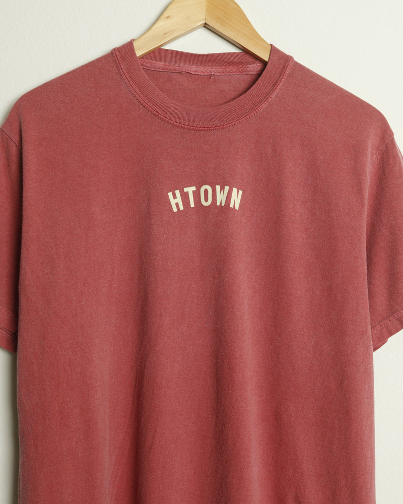 Mini HTOWN Midweight Vintage-Wash Tee (Faded Red/Khaki)