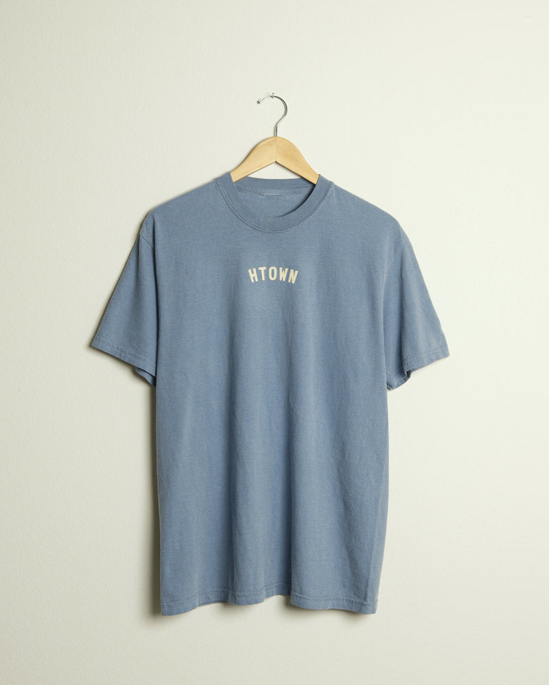 Mini HTOWN Midweight Vintage-Wash Tee (Faded Blue/Khaki)