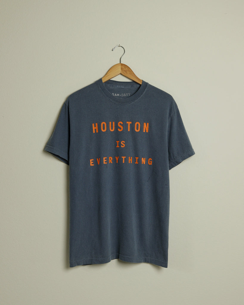 Houston is Everything Midweight Vintage-Wash Tee (Faded Navy/Orange)