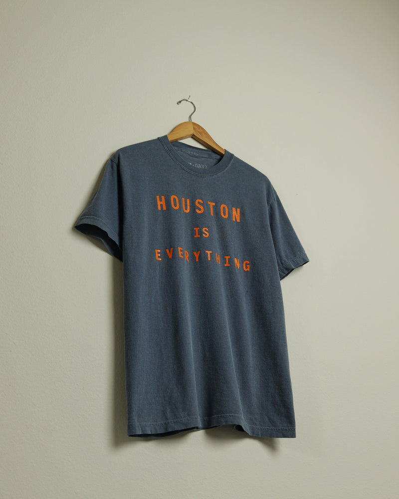 Houston is Everything Midweight Vintage-Wash Tee (Faded Navy/Orange)