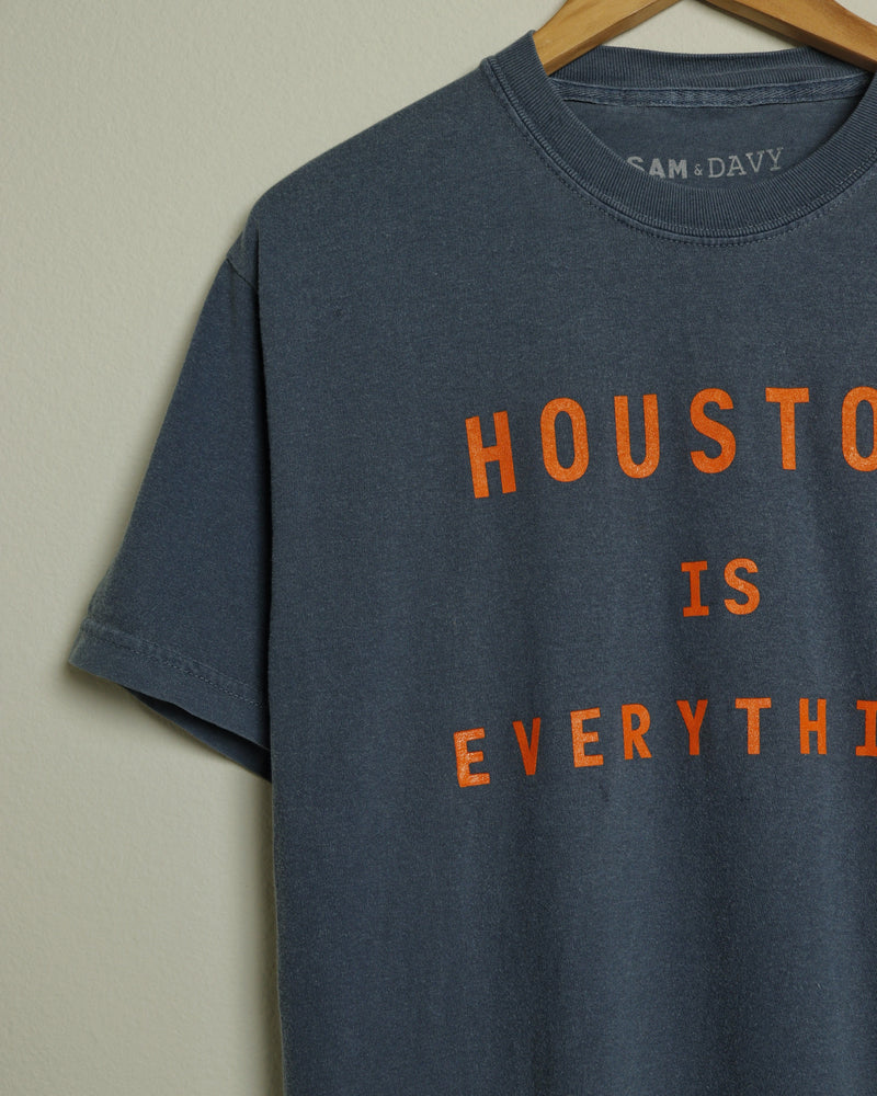 Houston is Everything Midweight Vintage-Wash Tee (Faded Navy/Orange)