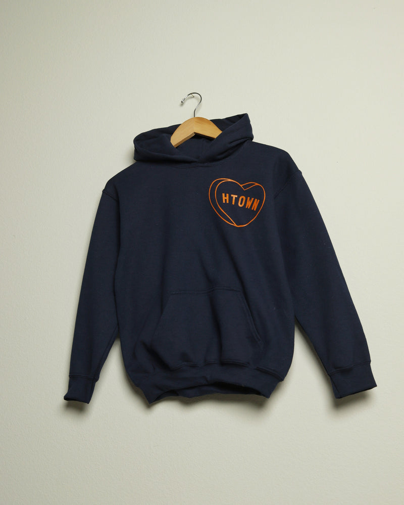 HTOWN Candy Heart Youth Hoodie (Navy/Orange)