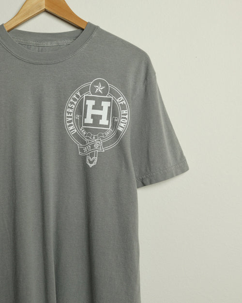 University of HTOWN Vintage-Wash Crest Tee (Grey/White)