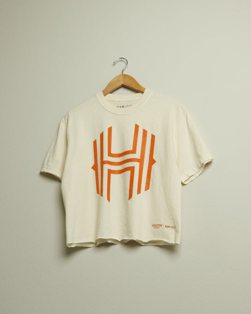 Sam & Davy for the Houston Dash H Logo Crop (Cream/Orange)