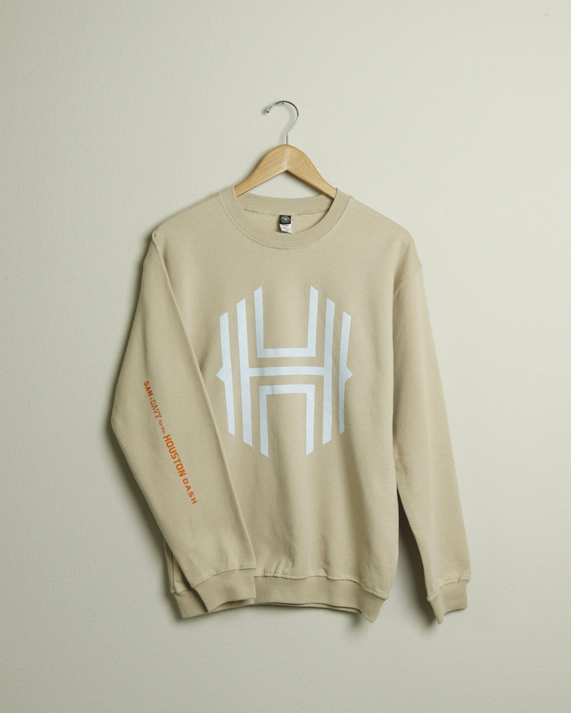 Sam & Davy for the Houston Dash H Logo Crewneck Sweatshirt (Khaki/Skyblue/Orange)