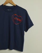 HTOWN Candy Heart Crop Tee (Navy/Red)