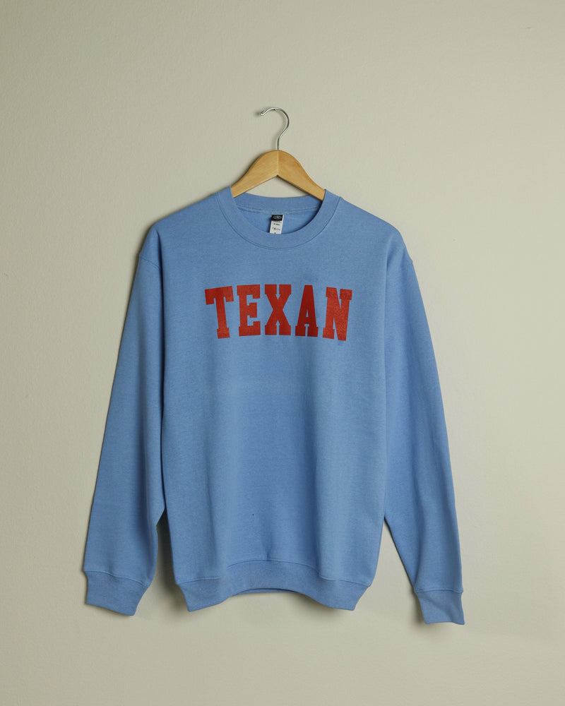 Texan Collegiate Crewneck Sweatshirt (Unisex Baby Blue/Red)