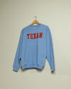 Texan Collegiate Crewneck Sweatshirt (Unisex Baby Blue/Red)