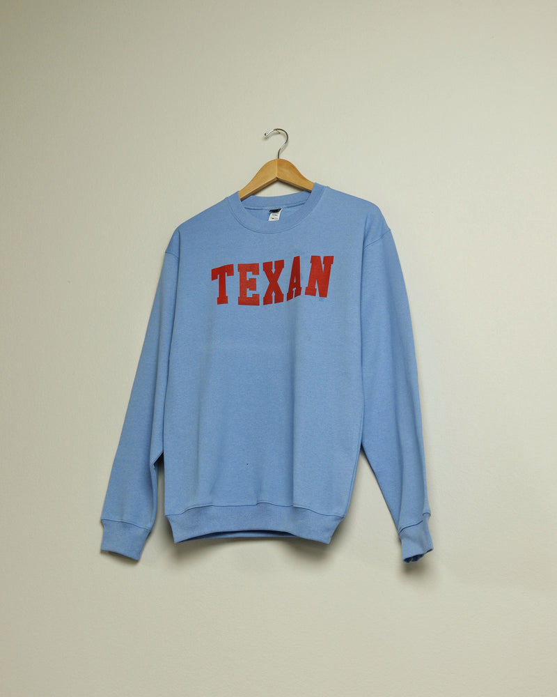 Texan Collegiate Crewneck Sweatshirt (Unisex Baby Blue/Red)