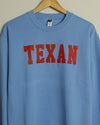 Texan Collegiate Crewneck Sweatshirt (Unisex Baby Blue/Red)